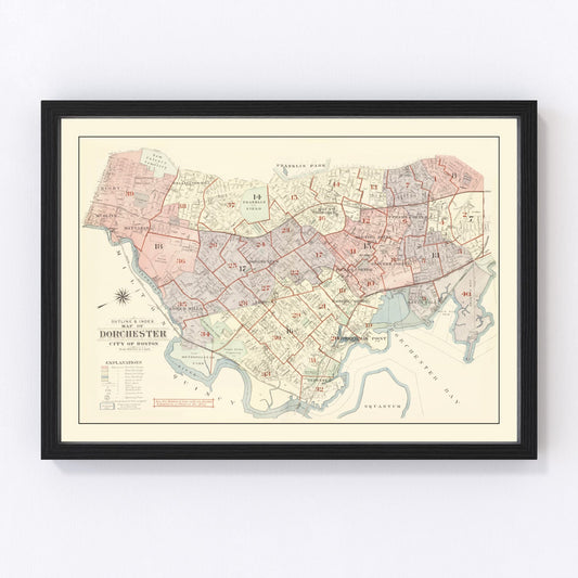Vintage Dorchester, MA Map 1933