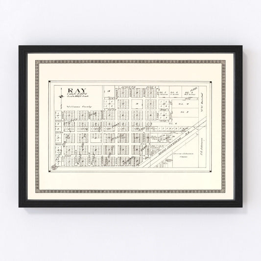 Vintage Map of Ray, North Dakota 1937