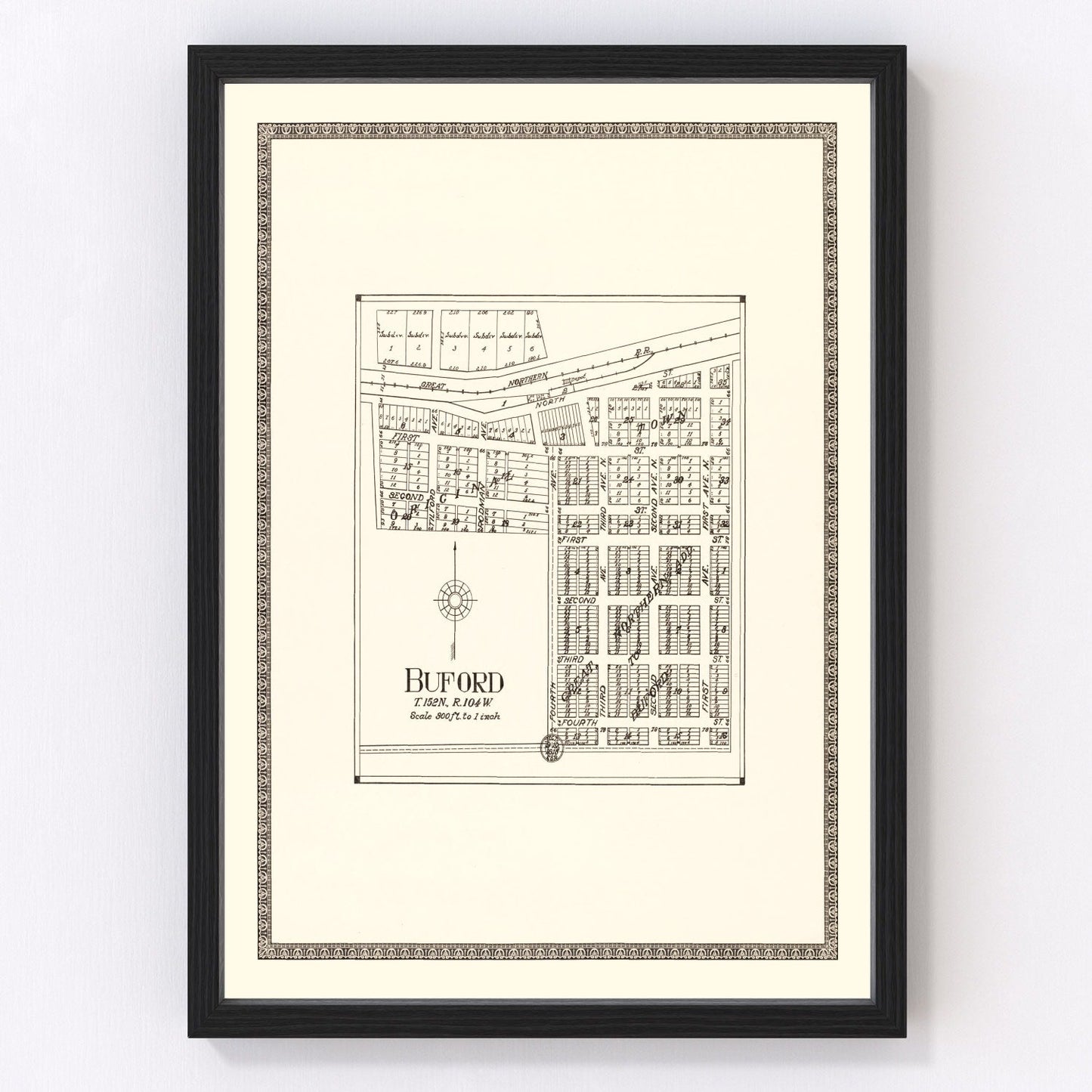 Vintage Map of Buford, North Dakota 1937