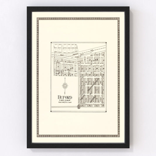 Vintage Map of Buford, North Dakota 1937