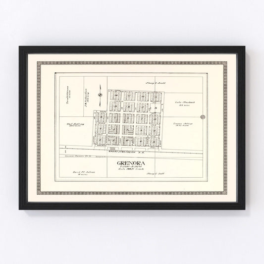 Vintage Map of Grenora, North Dakota 1937