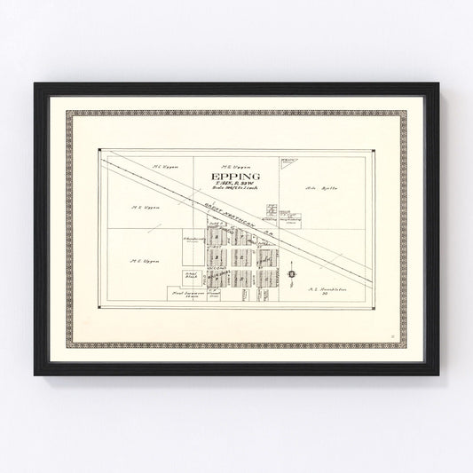 Vintage Map of Epping, North Dakota 1937