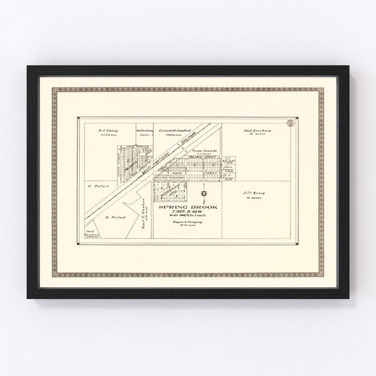 Vintage Map of Spring Brook, North Dakota 1937