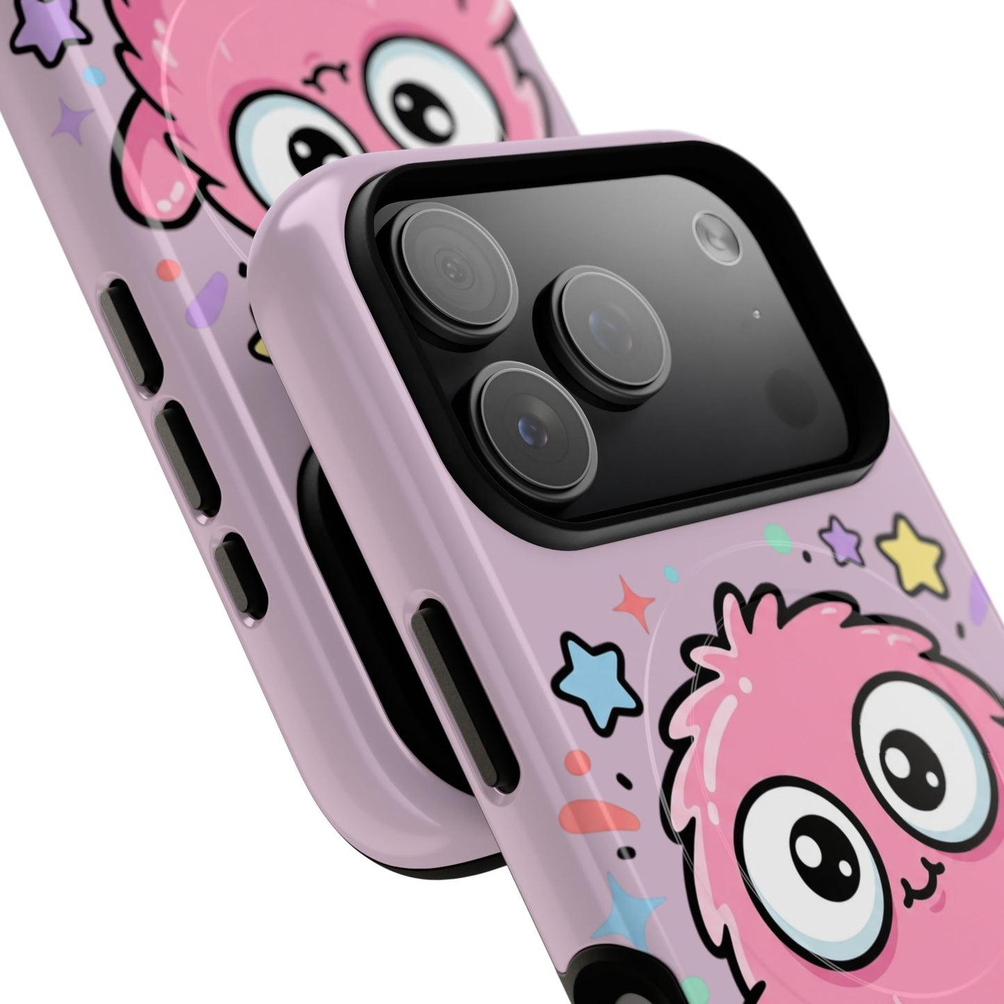 Cute Pink Fuzzy Monster Tough Magnetic Phone Case — Cute Kawaii Protective iPhone Cover