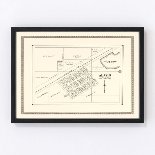 Vintage Map of Alamo, North Dakota 1937