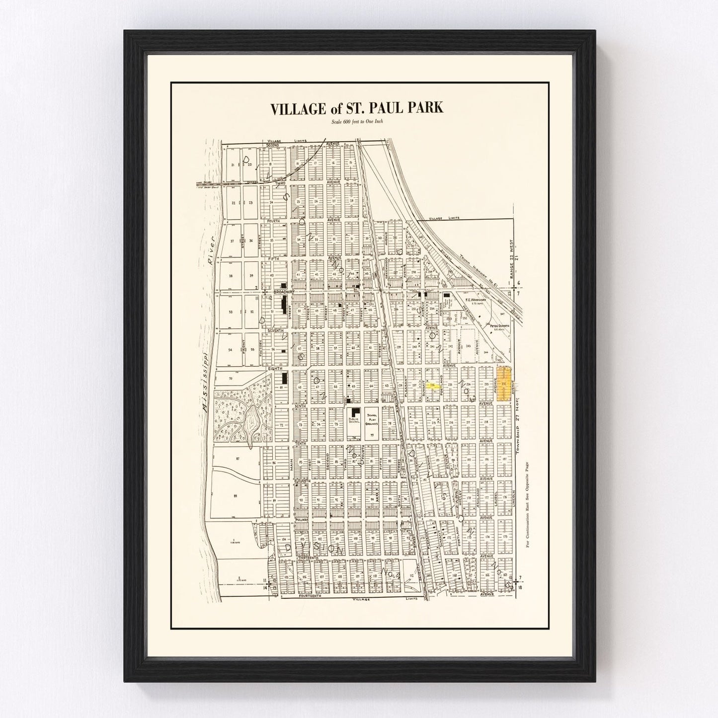 Vintage Map of Saint Paul Park, Minnesota 1938