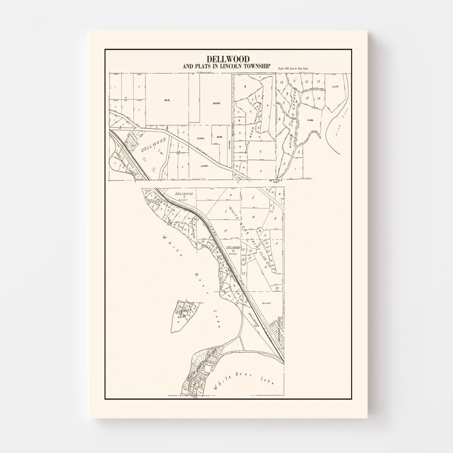 Vintage Map of Dellwood, Minnesota 1938