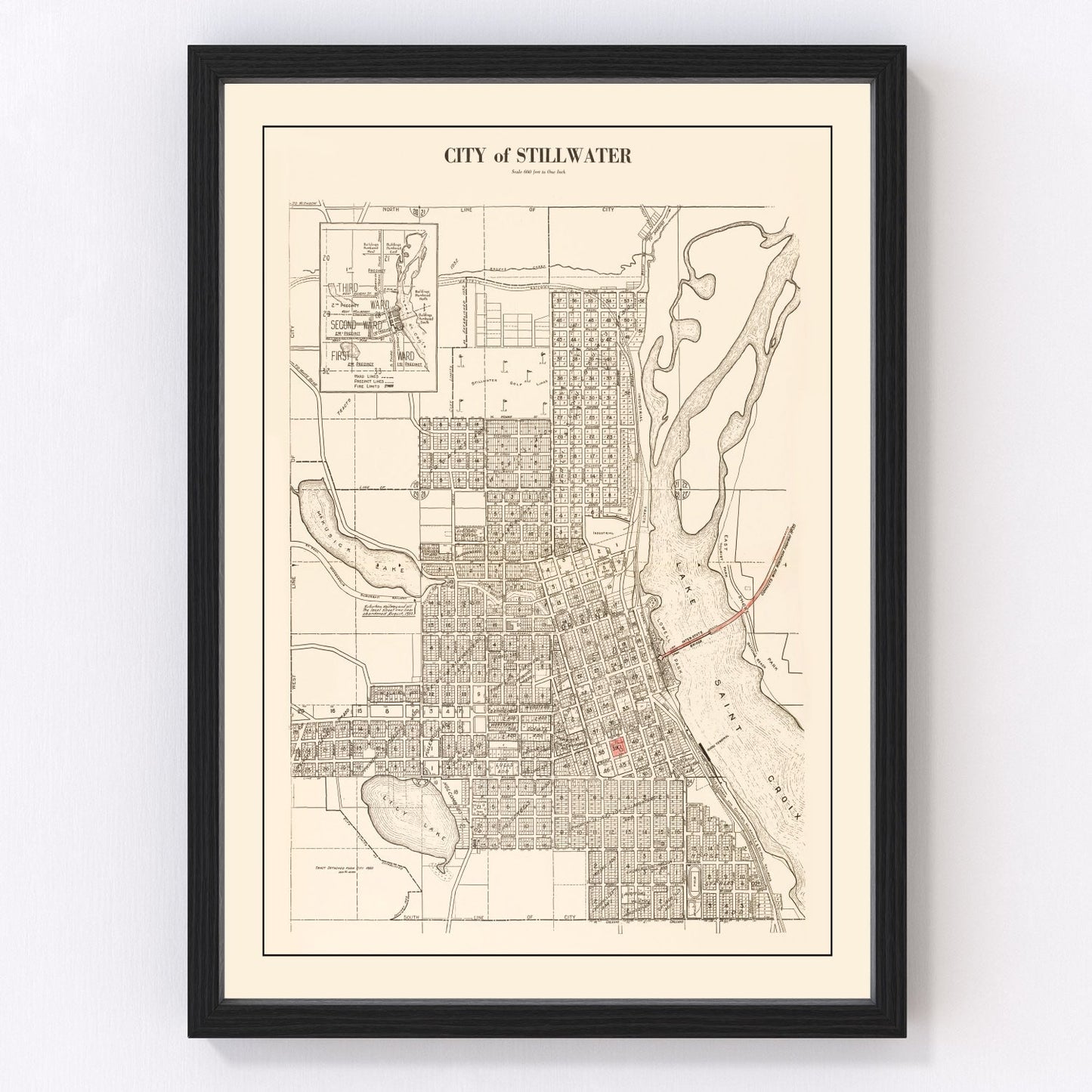 Vintage Map of Stillwater, Minnesota 1938