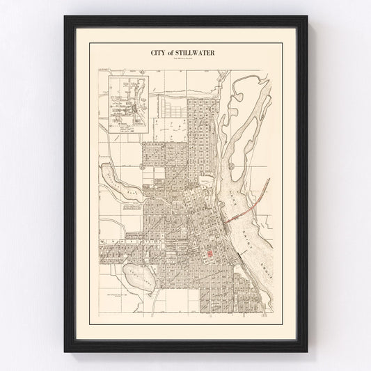 Vintage Map of Stillwater, Minnesota 1938