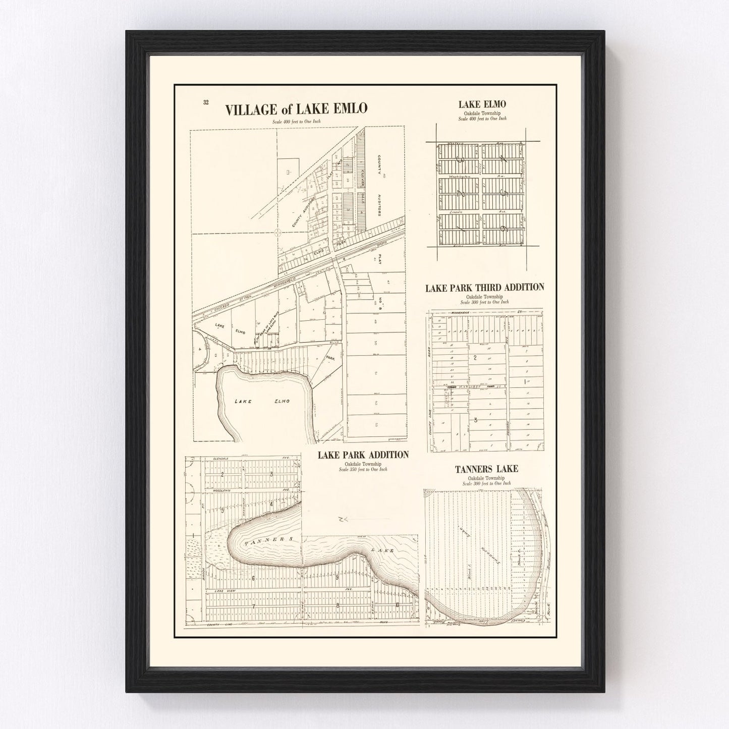 Vintage Map of Lake Emlo, Minnesota 1938