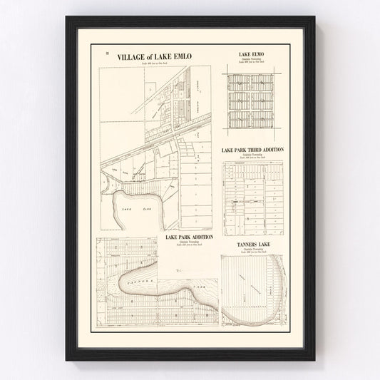 Vintage Map of Lake Emlo, Minnesota 1938