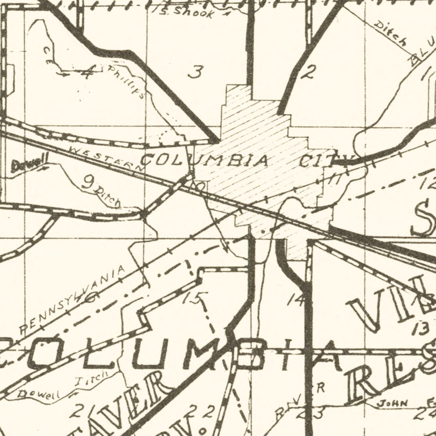 Vintage Map of Whitley County, Indiana 1939