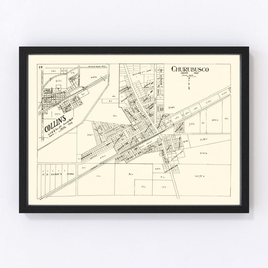 Vintage Map of Churubusco, Indiana 1939