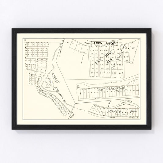 Vintage Map of Loon Lake, Indiana 1939