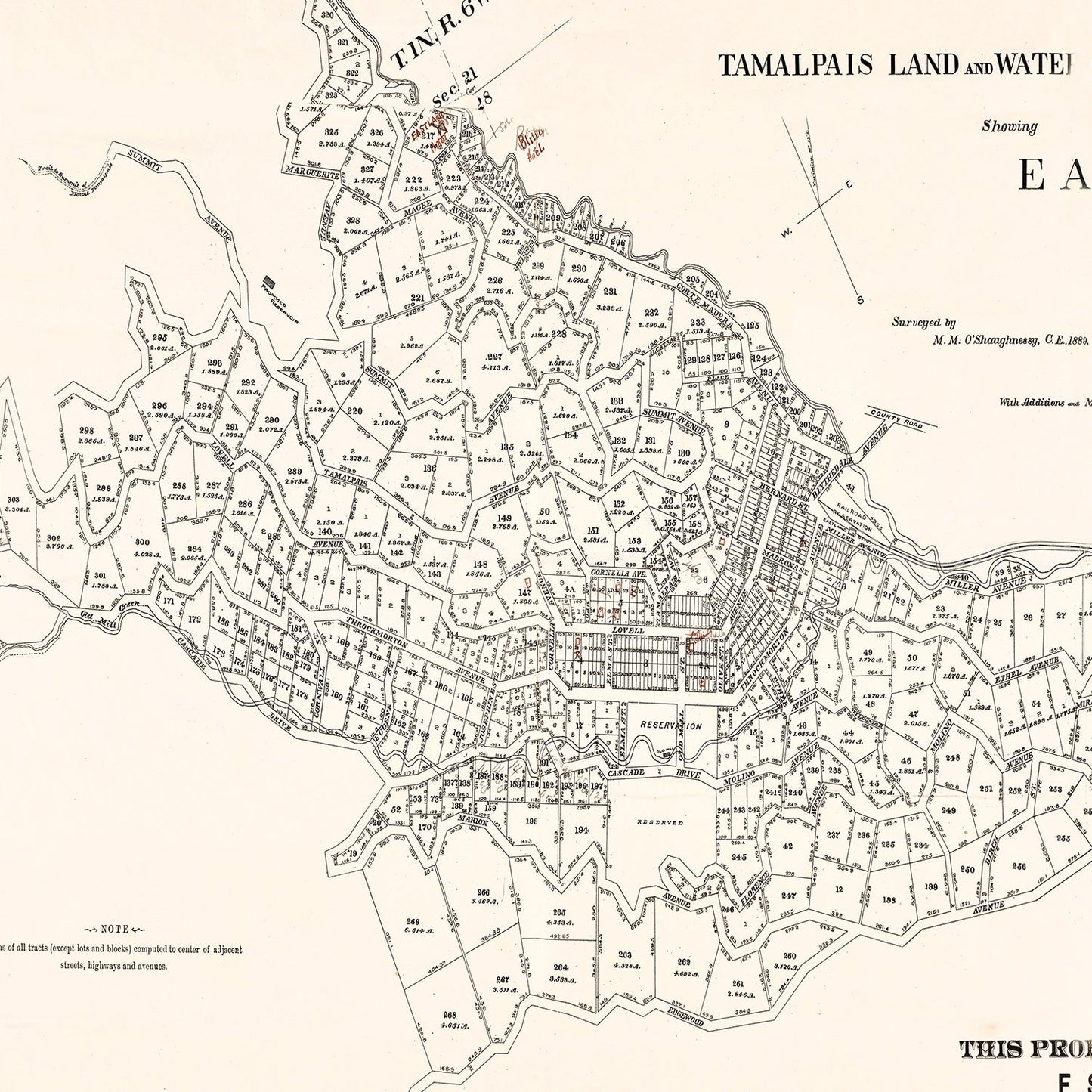 Vintage Map of Eastland, California 1889
