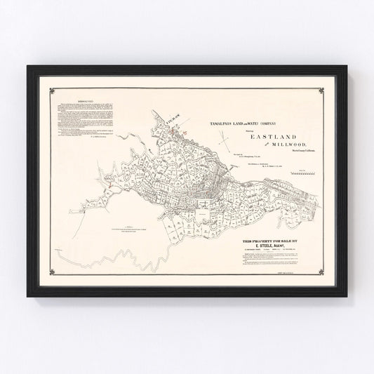 Vintage Map of Eastland, California 1889