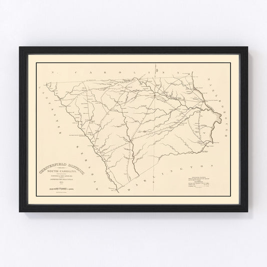 Vintage Map of Chesterfield County, South Carolina 1825