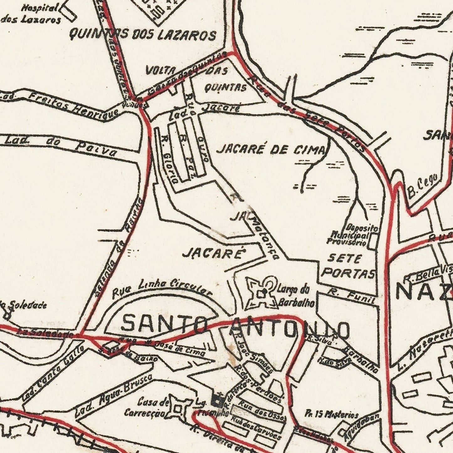 Vintage Map of Salvador, Brazil 1931