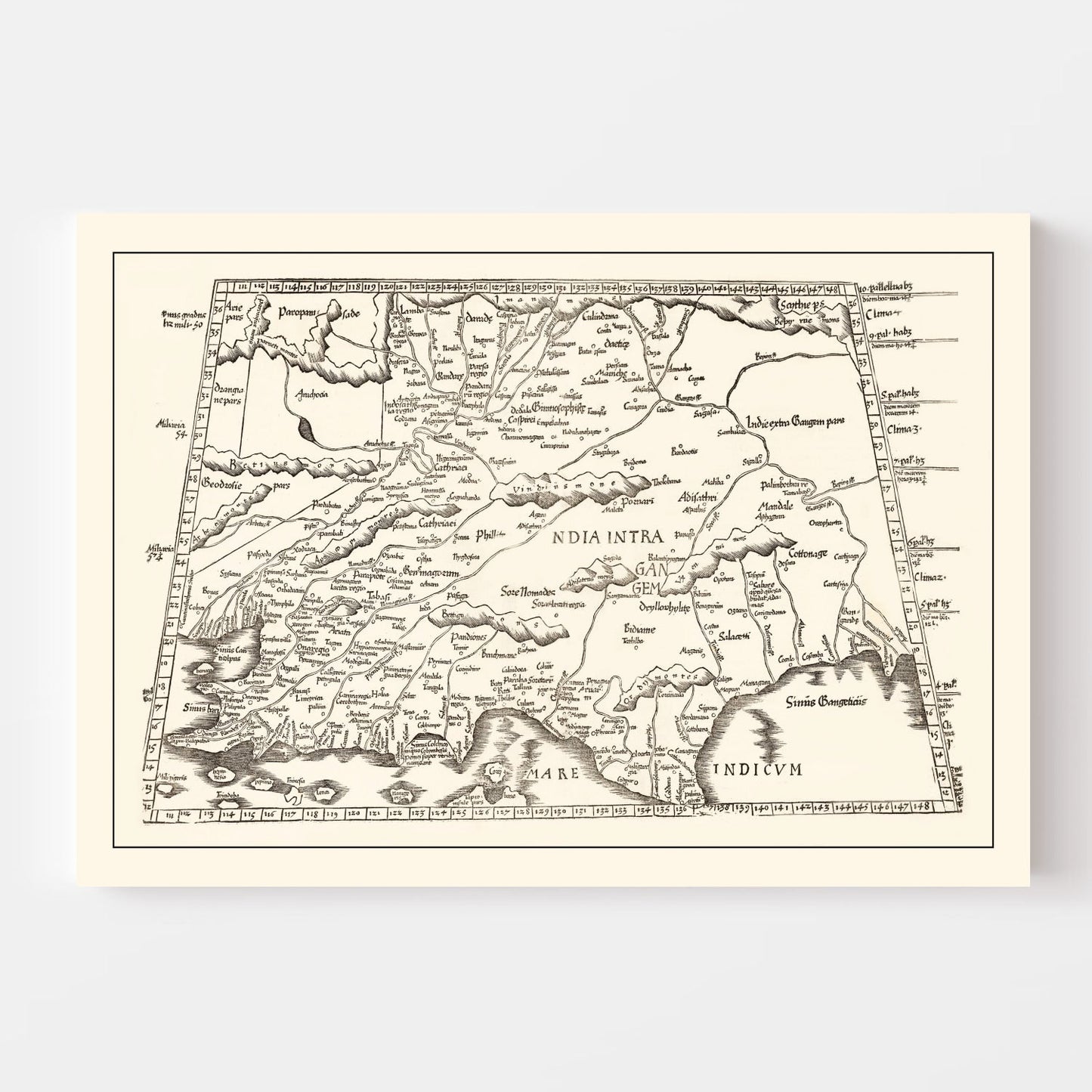 Vintage Ptolemaic India Map 1522