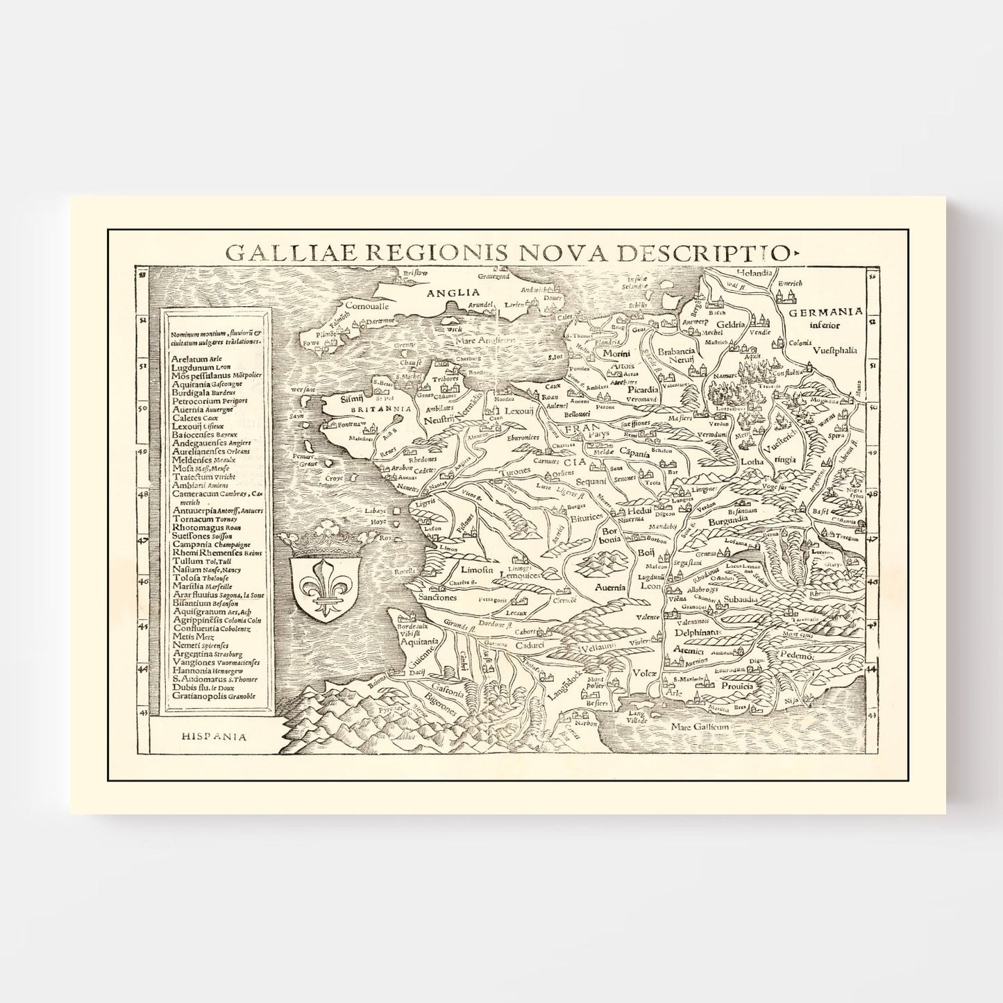 Vintage Map of France 1550