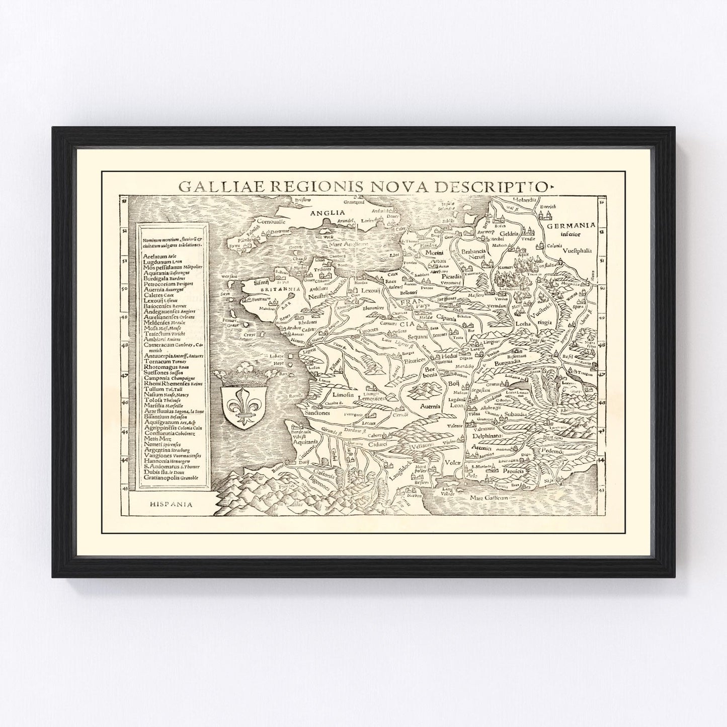 Vintage Map of France 1550