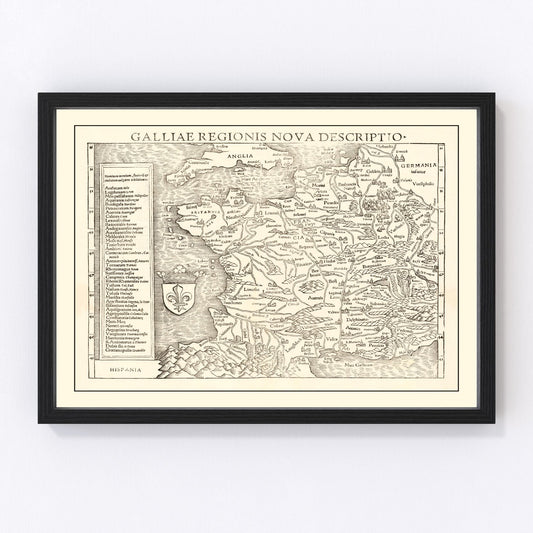 Vintage Map of France 1550