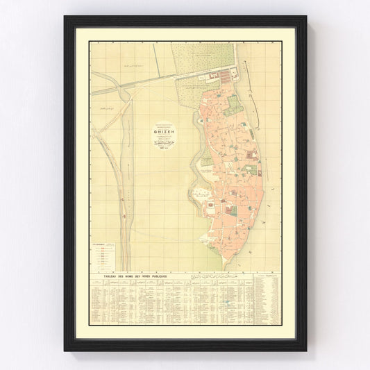 Vintage Map of Giza, Egypt 1887