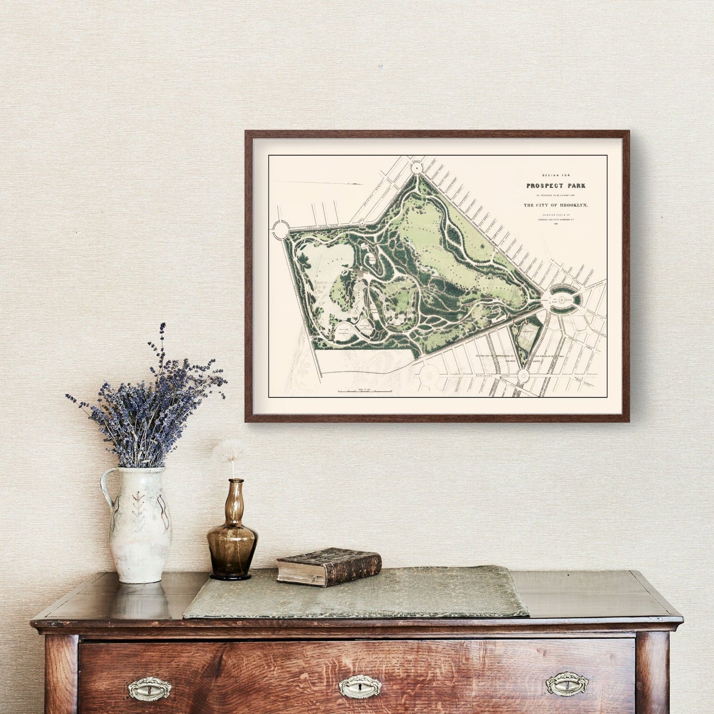 Vintage Prospect Park Brooklyn, NY Map 1868