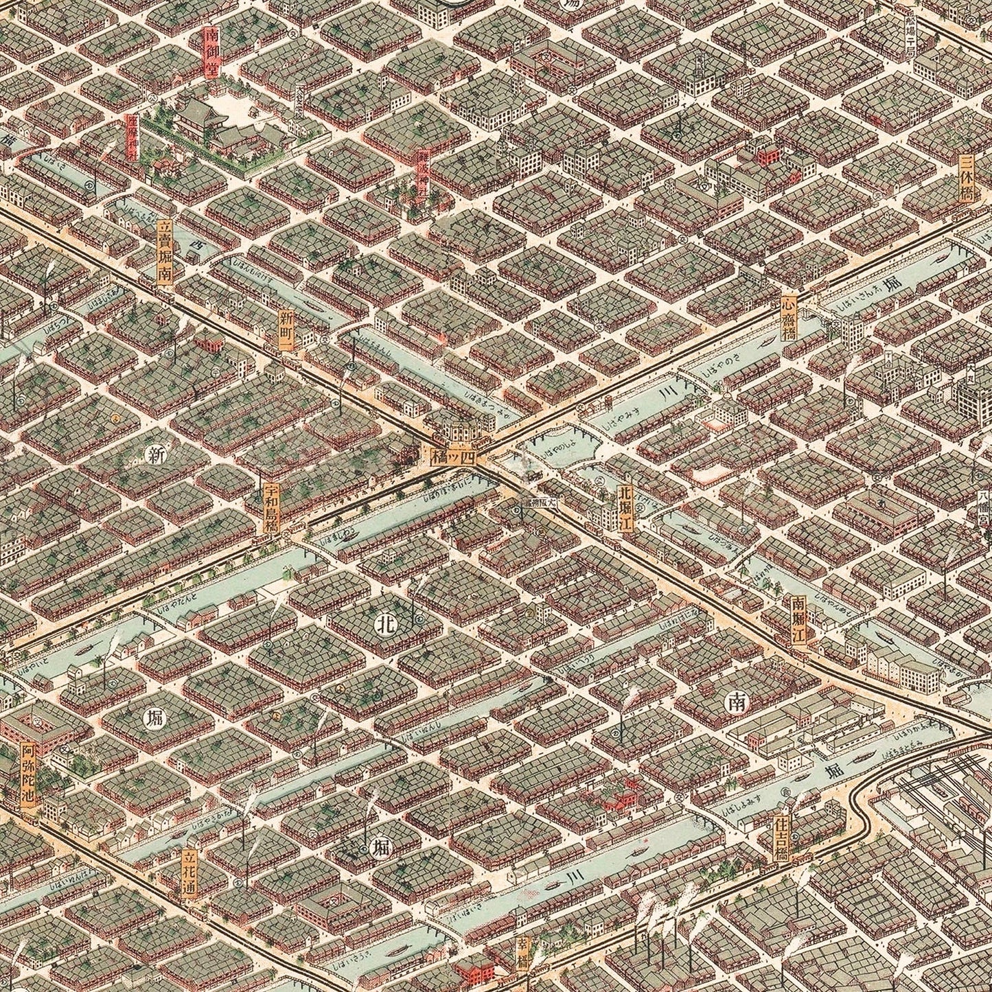 Vintage Map of Osaka, Japan 1923