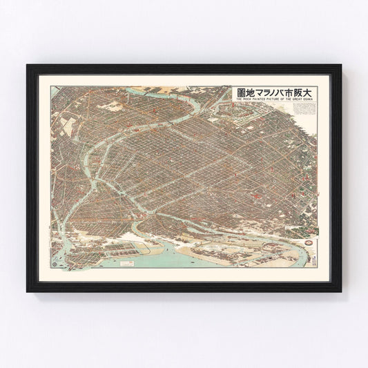 Vintage Map of Osaka, Japan 1923