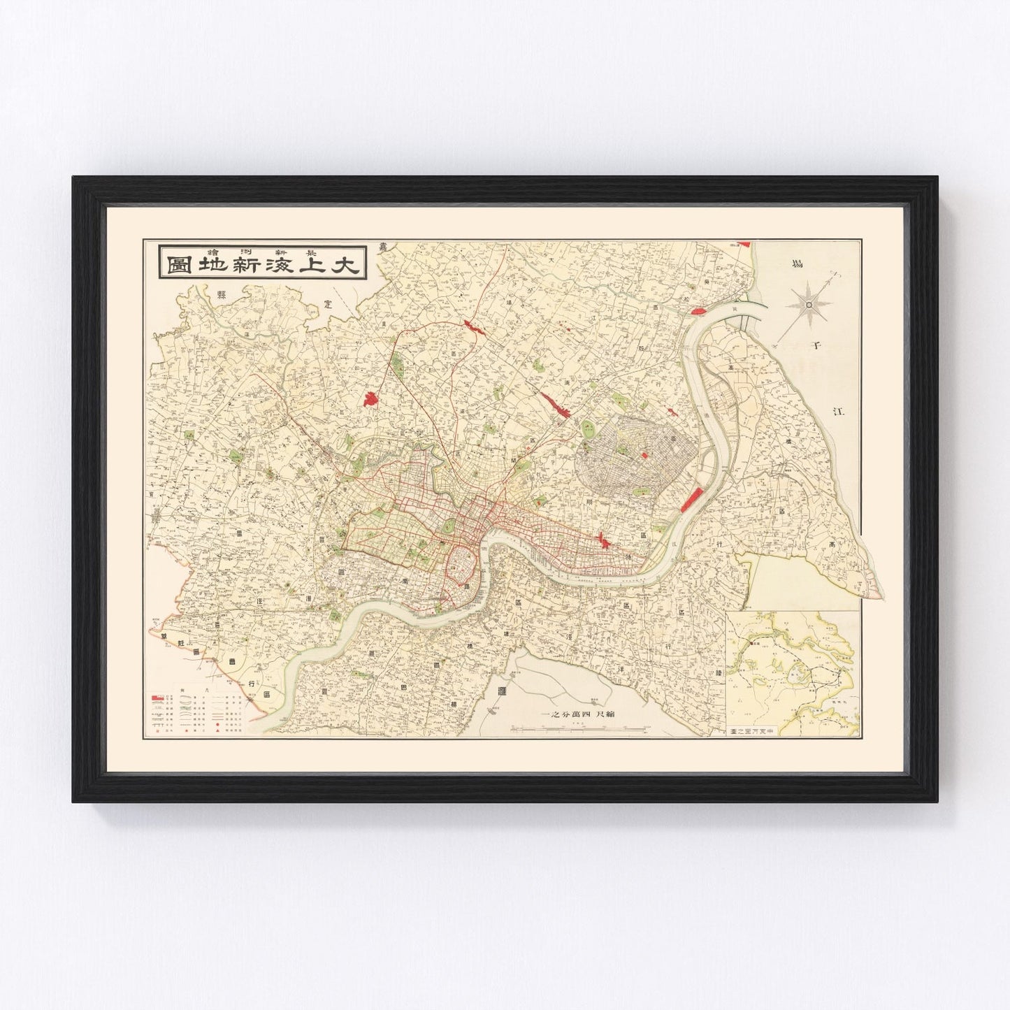 Vintage Map of Shanghai, China 1938