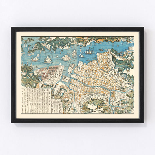 Vintage Map of Nagasaki, Japan 1860