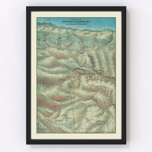 Vintage Map of Gilpin County, Colorado 1906