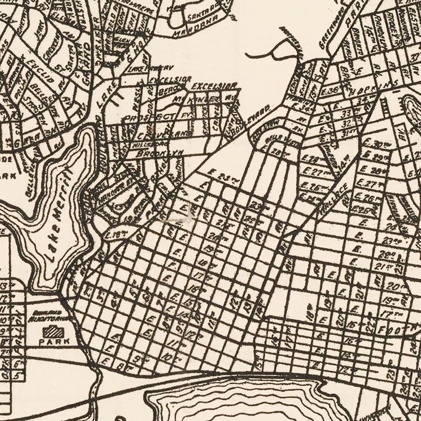 Vintage Map of Oakland, California 1920