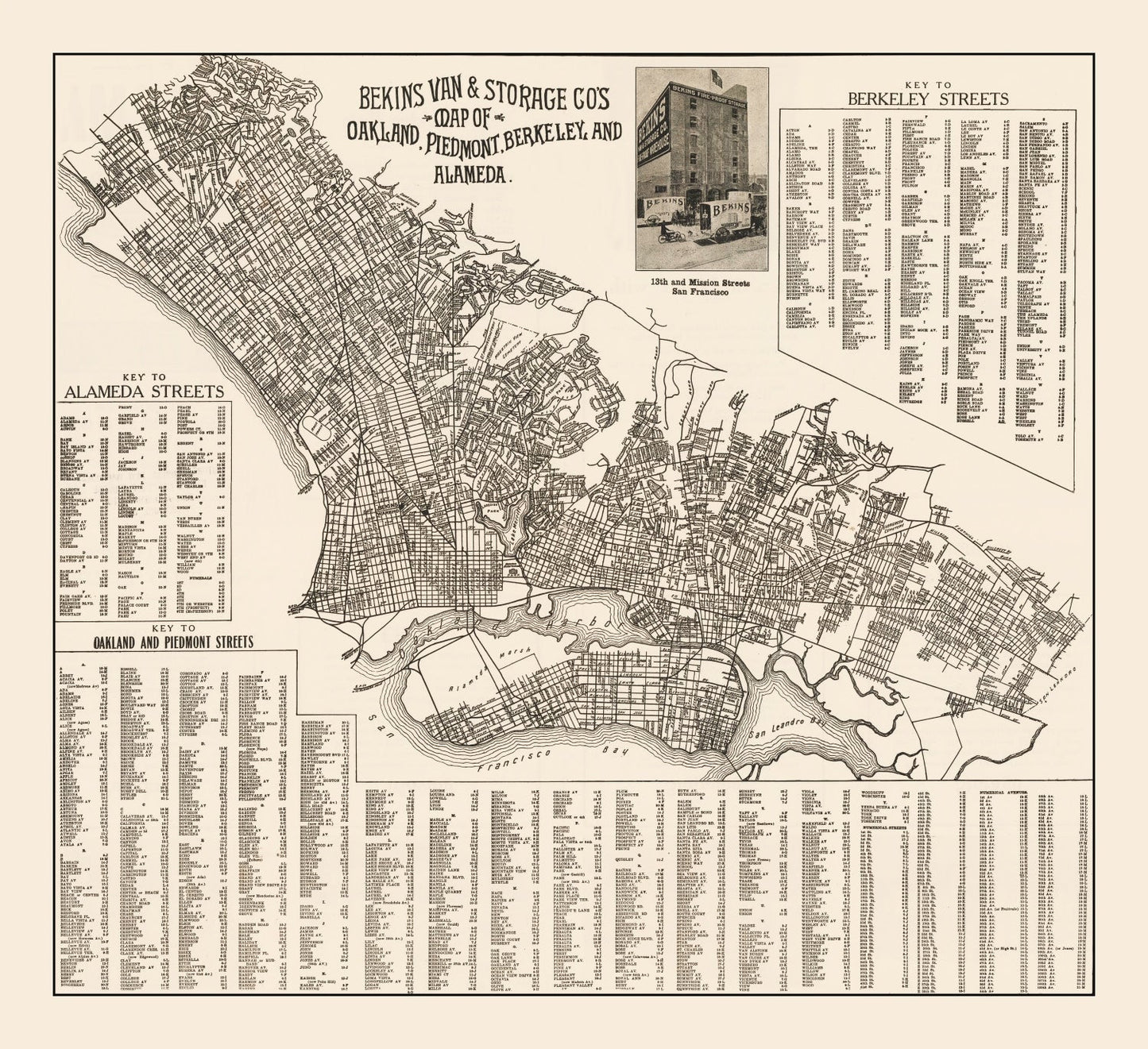 Vintage Map of Oakland, California 1920