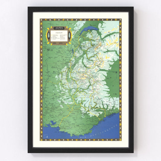 Vintage French Alps Map 1950