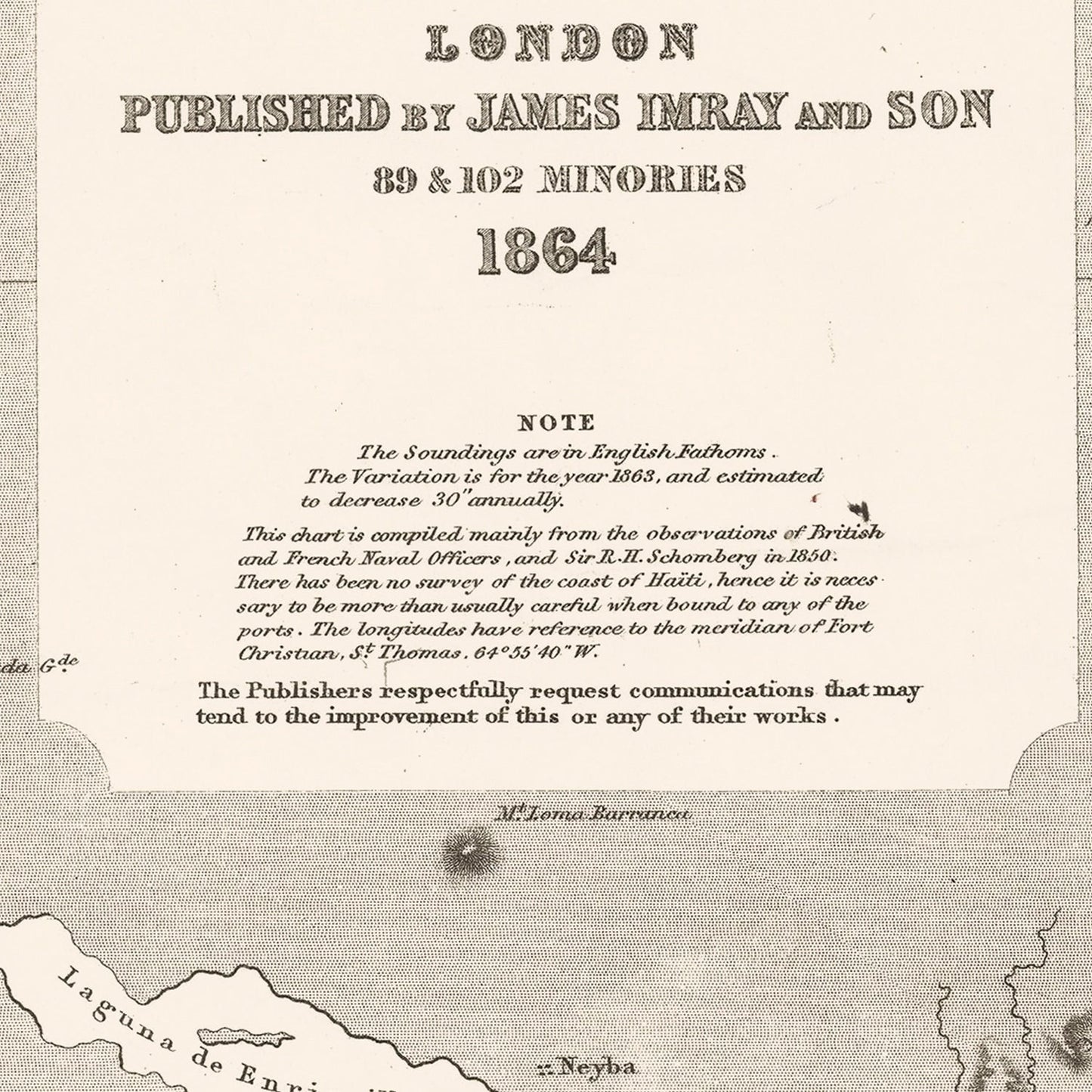 Vintage Map of Haiti 1864