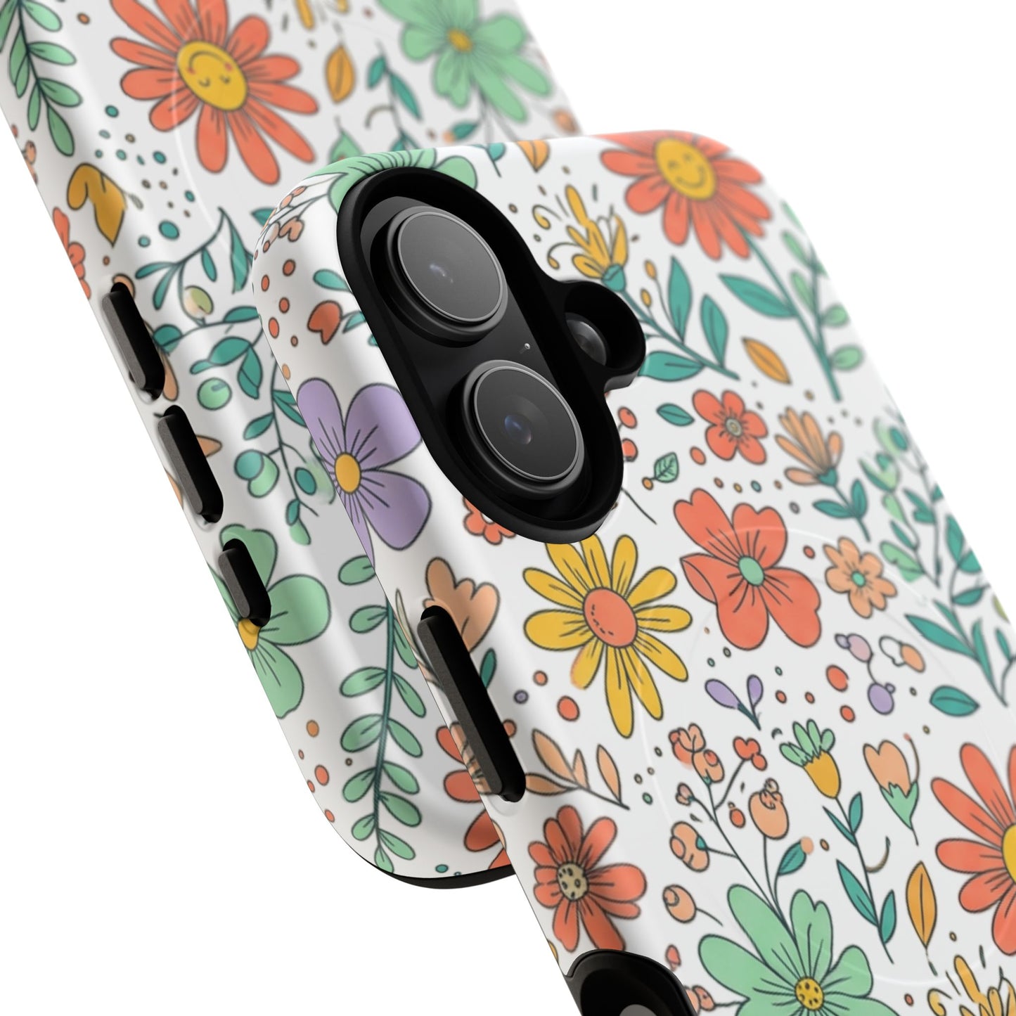 Floral Doodle Tough Magnetic Phone Case – Colorful Wildflower Protection