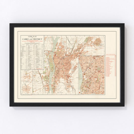 Vintage Map of Cairo, Egypt 1935