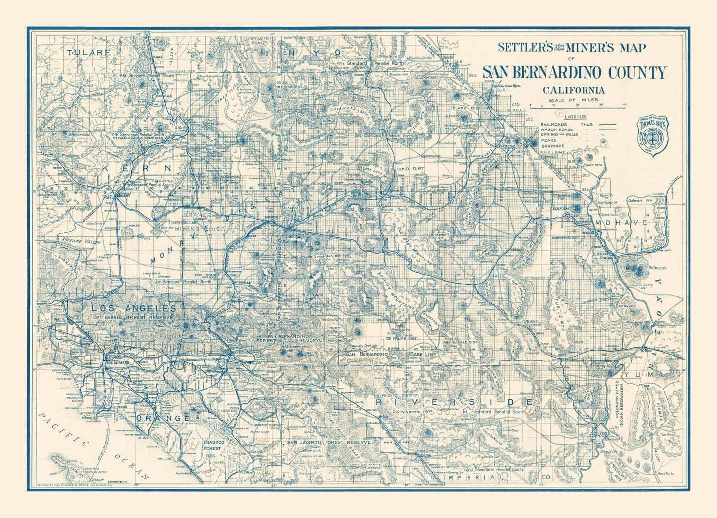 Vintage Map of San Bernardino County, California 1932