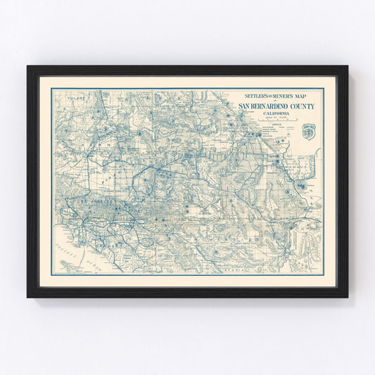 Vintage Map of San Bernardino County, California 1932