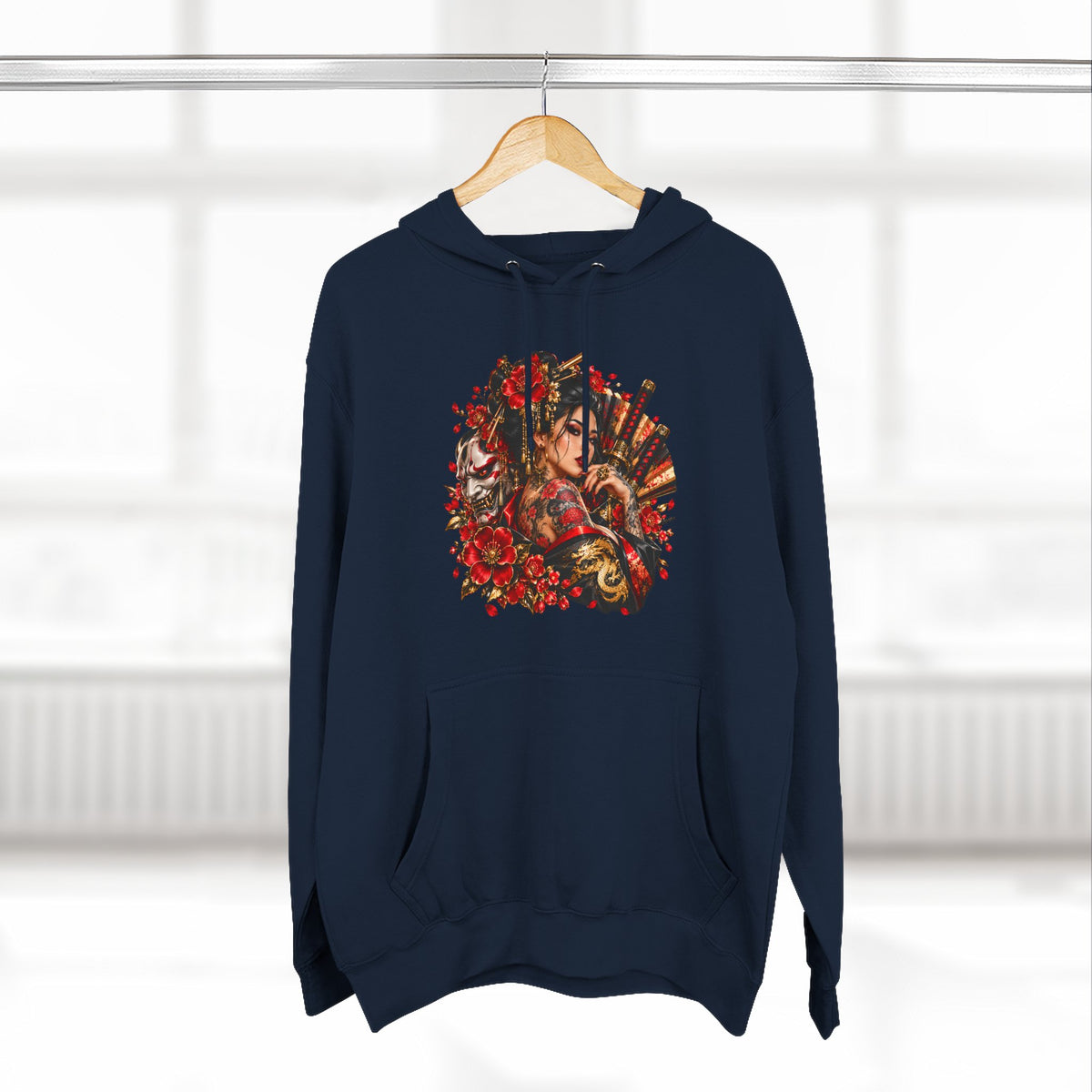 Floral Skull Hoodie — Gothic Rose Graphic Fleece Hoodie