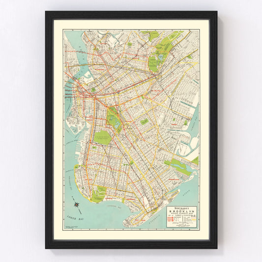 Vintage Map of Brooklyn, New York 1934