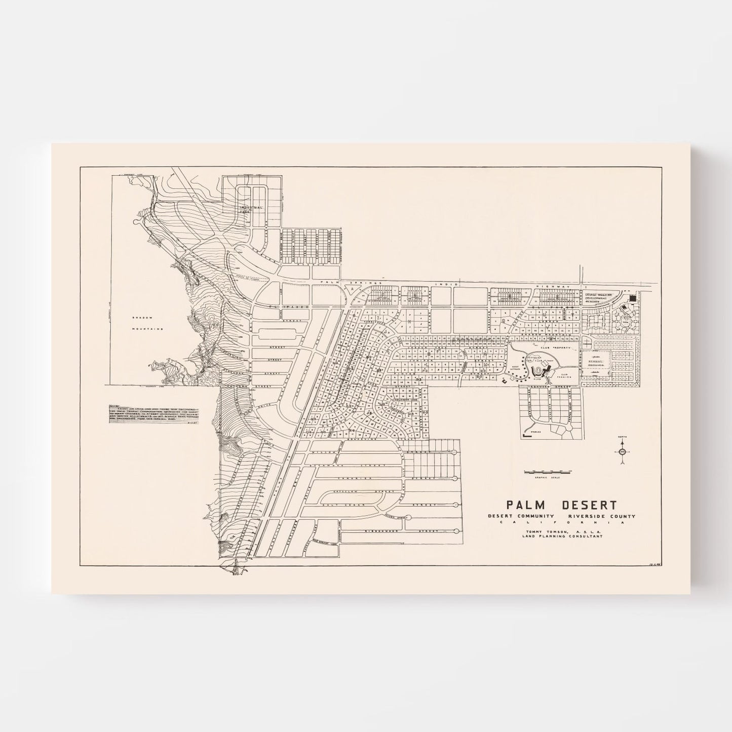 Vintage Map of Palm Desert, California 1946
