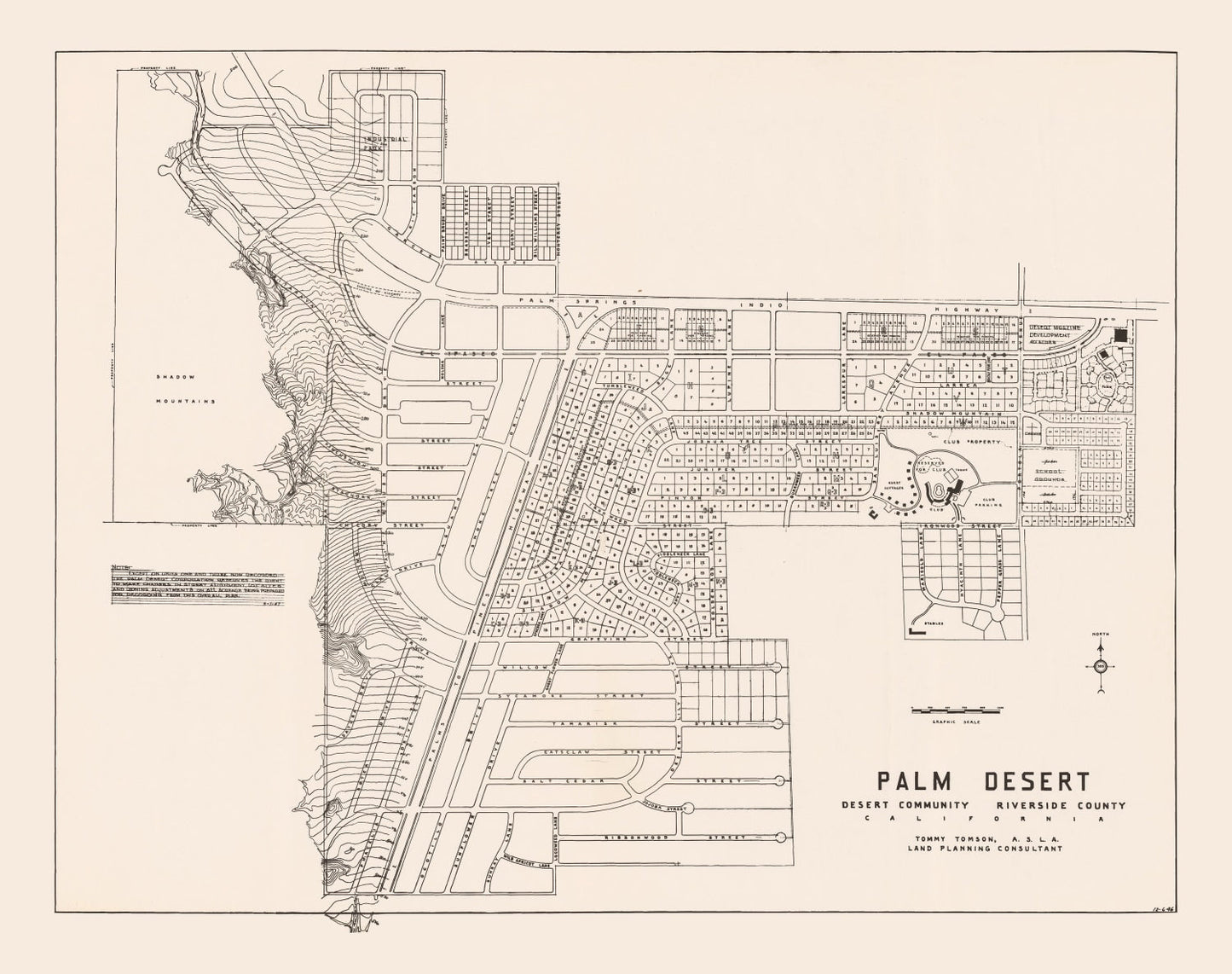 Vintage Map of Palm Desert, California 1946