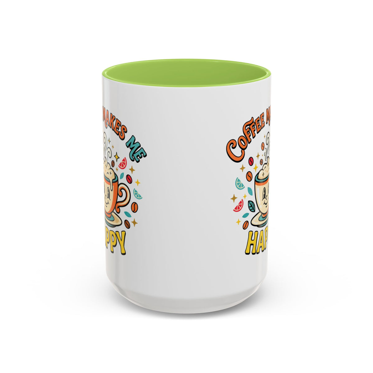 Coffee Mug — "Coffee Makes Me Happy" Cute Retro Accent Mug (11/15oz)