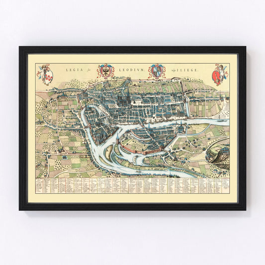 Vintage Map of Liege, Belgium 1649