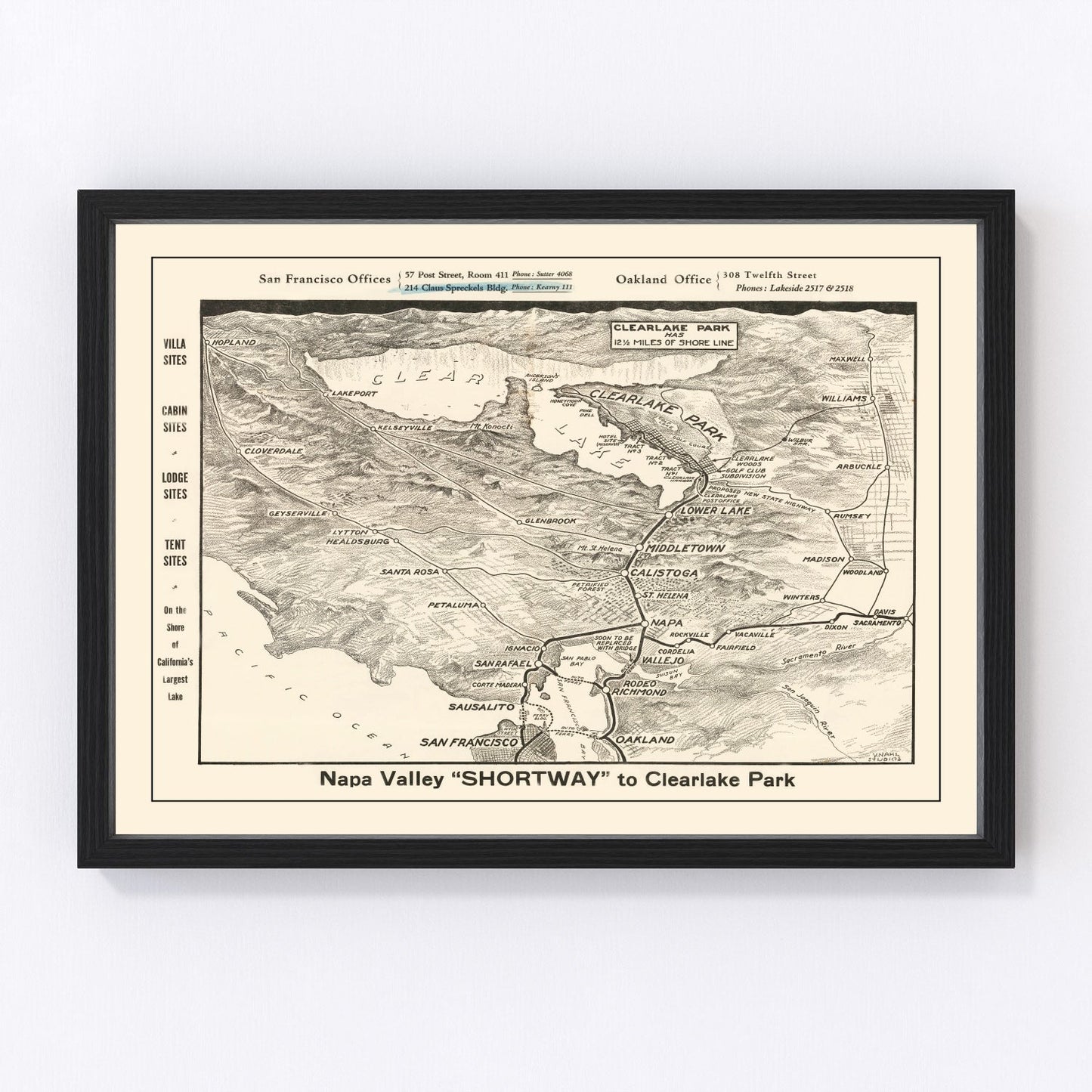 Vintage Napa Valley Map 1927