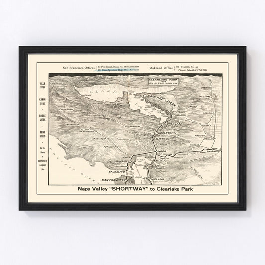 Vintage Napa Valley Map 1927