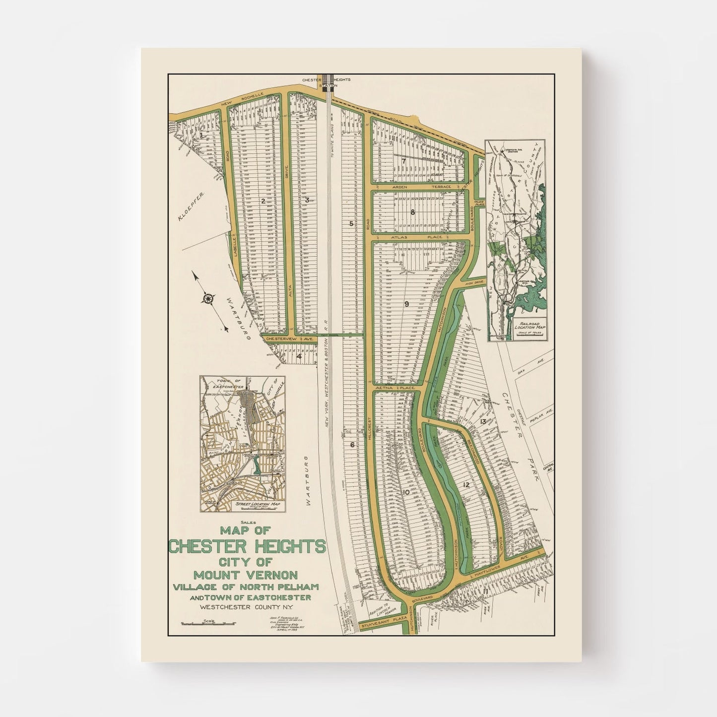 Vintage Chester Heights Mount Vernon Map 1913